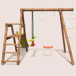 Soulet Station En Bois Traité Pour Enfant 3 Agrès Et Toboggan - Mûrier - Vue supplémentaire 5