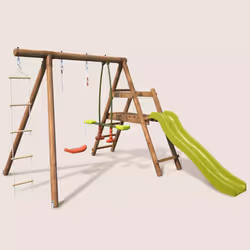 Soulet Station En Bois Traité Pour Enfant 3 Agrès Et Toboggan - Mûrier - Vue supplémentaire 9