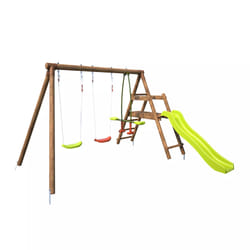 Soulet Station En Bois Traité Pour Enfant 3 Agrès Et Toboggan - Figue
