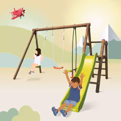Soulet Station En Bois Traité Pour Enfant 3 Agrès Et Toboggan - Figue - Vue supplémentaire 10