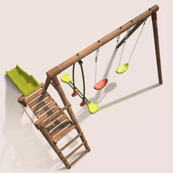 Soulet Station En Bois Traité Pour Enfant 3 Agrès Et Toboggan - Figue - Vue supplémentaire 11
