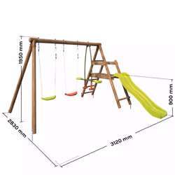 Soulet Station En Bois Traité Pour Enfant 3 Agrès Et Toboggan - Figue