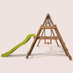 Soulet Station En Bois Traité Pour Enfant 3 Agrès Et Toboggan - Figue - Vue supplémentaire 5