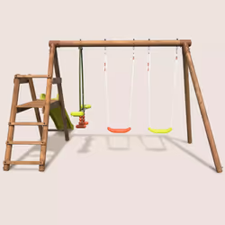 Soulet Station En Bois Traité Pour Enfant 3 Agrès Et Toboggan - Figue - Vue supplémentaire 6
