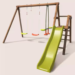 Soulet Station En Bois Traité Pour Enfant 3 Agrès Et Toboggan - Figue - Vue supplémentaire 7