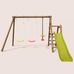 Soulet Station En Bois Traité Pour Enfant 3 Agrès Et Toboggan - Figue - Vue supplémentaire 8