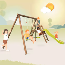 Soulet Station En Bois Traité Pour Enfant 3 Agrès Et Toboggan - Figue - Vue supplémentaire 9