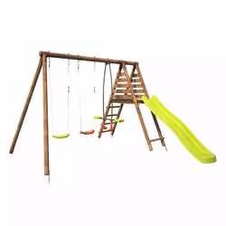 Soulet Portique En Bois Avec Plateforme 3 Agrès Et Toboggan - Violette, 3 an(s), 12 an(s), Bois, Marron