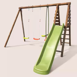 Soulet Portique En Bois Avec Plateforme 3 Agrès Et Toboggan - Violette