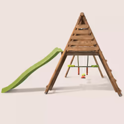 Soulet Portique En Bois Avec Plateforme 3 Agrès Et Toboggan - Violette - Vue supplémentaire 4
