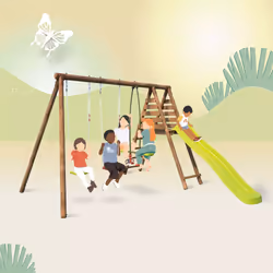 Soulet Portique En Bois Avec Plateforme 3 Agrès Et Toboggan - Violette - Vue supplémentaire 5