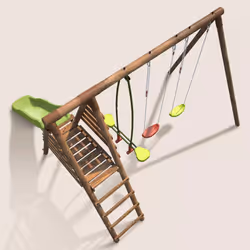 Soulet Portique En Bois Avec Plateforme 3 Agrès Et Toboggan - Violette - Vue supplémentaire 6
