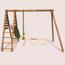 Soulet Portique En Bois Avec Plateforme 3 Agrès Et Toboggan - Violette - Vue supplémentaire 8