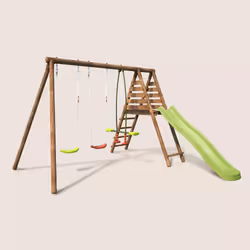 Soulet Portique En Bois Avec Plateforme 3 Agrès Et Toboggan - Violette - Vue supplémentaire 9