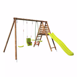 Soulet Station En Bois Avec Portique 3 Agrès Et Balançoire - Tulipe, 0,6 an(s), 12 an(s), Bois, Marron