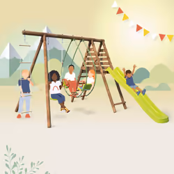 Soulet Station Portique En Bois 3 Agrès Avec Échelle Et Toboggan - Lavande - Vue supplémentaire 5