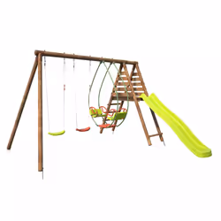 Soulet Station En Bois Avec Portique, Balançoire Et 3 Agrès - Narcisse, 3 an(s), 12 an(s), Bois, Marron