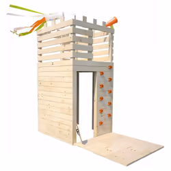 Soulet Cabane en bois pour enfants et ado avec mur escalade - knight, Maison de jeux posée au sol, 3 an(s), Marron