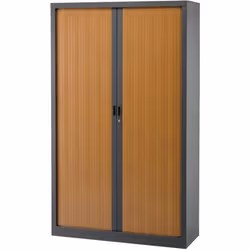 Armoire haute à rideaux monoblocs Generic 198 x 120 cm anthracite-merisier
