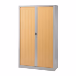 Armoire haute à rideaux monoblocs Generic 198 x 120 cm alu-hêtre