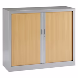 Armoire basse à rideaux monoblocs Generic 100 x 120 cm alu- hêtre