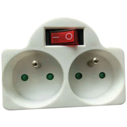 Finish - Fiche biplite 2p+t avec interrupteur 2 x 2p+t - dhome