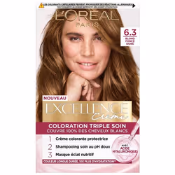 Coloration Crème - LOréal - Excellence - Blond Foncé Doré 6.30 - Couverture 100% cheveux blancs - Texture Crème