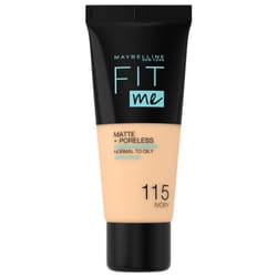 Maybelline New York Fit Me ! Fond de Teint Fluide Matte + Poreless 30 ml - Teinte : 115 Ivoire