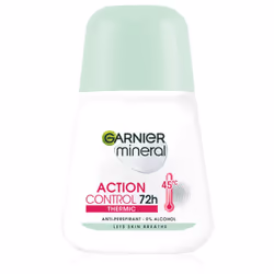 Le déodorant anti-transpirant à bille Garnier Mineral Action Control Thermic vous protège des mauvaises odeurs pendant 72 heu ...
