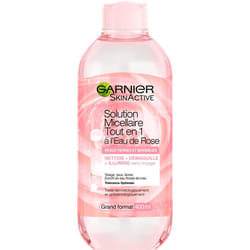Garnier Soin Visage : Eau Micellaire Nettoyante à l'Eau de Rose pour Peaux Sensibles et Ternes - 400 ml