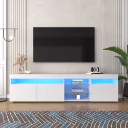 Meuble TV - SAM - Moderne - LED variable - Blanc - 180cm - Design contemporain