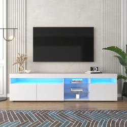 Meuble TV - SAM - Moderne - LED variable - Blanc - 180cm - Design contemporain
