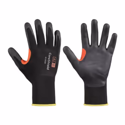 Selon EN 388 · Cat. II · Matériau : Tricot nylon, Spandex · Revêtement micro-mousse de nitrile 15 gg sur paume et bouts des d ...