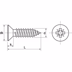 Acton - Vis à tôle tête fraisée pozidrive inox A2 din 7982 5,5X45 boîte de 200 624085,5X45
