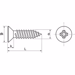 Vis à tole tête fraisée phillips - Inox A2 2,9x19 mm - Boîte de 200