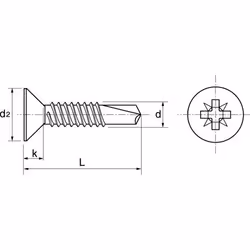 Acton - Vis autoperceuses tête fraisée pozidrive - Inox A2 4,2x19 mm - Boîte de 200