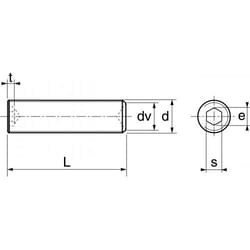 Vis sans tête six pans creux bout cuvette - Inox A4 6x25 mm - Boîte de 100
