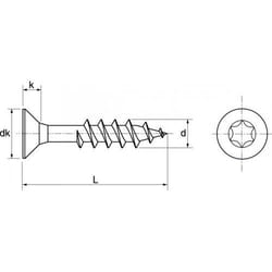 Acton - Vis à bois à agglomere tête fraisée six lobes - Filetage partiel - Inox A2 4x25/17 mm - Boîte de 200
