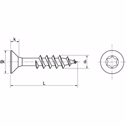 Vis agglo Acton Tête fraisée - tx - Inox A2 - Filetage partiel - 4,5 x 50/30 mm - Boîte de 200