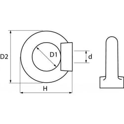 Crou à anneau inox Acton Filetage (d): m 10 - ø intérieur (D1): 25 mm - ø extérieur (D2): 45 mm - Charge de travail: 230 kg
