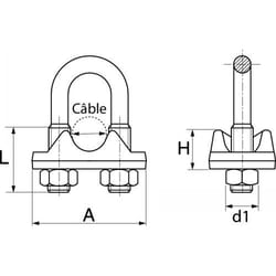 Acton - Serre-câble à étrier - inox - Diamètre: 4 mm - Câble: 4 mm
