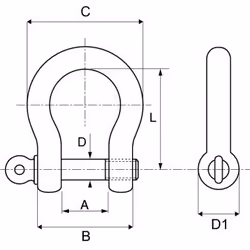 Acton - Manille lyre forgée - Inox A4 D12mm - Boîte de 1