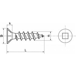 Acton - Vis à bois agglomere tête fraisée carrée striée sous tête - Inox A2 3,5x35/24 mm - Boîte de 200