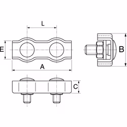 Acton - Serre câble plat double - Inox A4 ØCâble 2mm - Boîte de 10