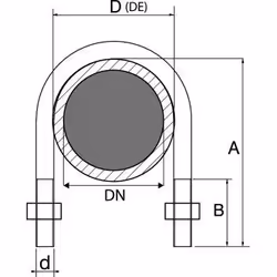 Acton - Etrier fileté pour tube iso avec écrous - Inox A2 Ø140 mm - Unité