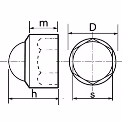 Acton - Cache ecrou hexagonal noir - ral 9005 - Polyéthylène M16 - Boîte de 50