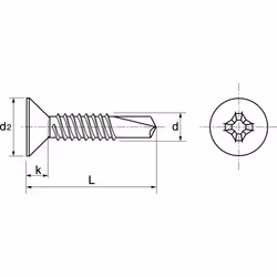 Acton - Vis autoperceuses tête fraisée phillips - Acier Zn 4,8x60 mm - Boîte de 250