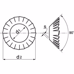 Rondelle -Eventail- concave à dentures exterieures - Type AZV - Acier Zn Ø8 mm - Boîte de 200