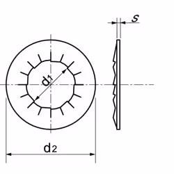 Rondelle -Eventail- à dentures intérieures - Type bombée JZC - Acier Zn Ø4 mm - Boîte de 500
