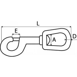 (Lot de 5) Mousqueton à targette avec Emerillon - Inox A4 L80 mm